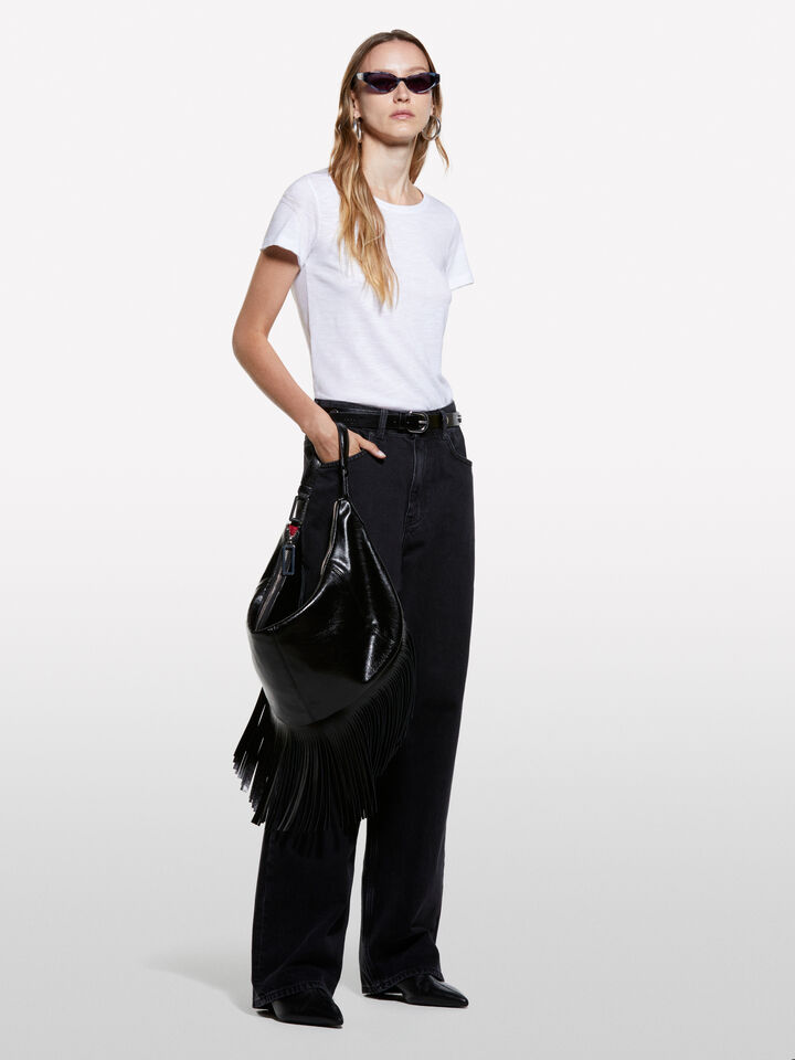 T-shirt de gola redonda branca - t-shirt de manga curta para mulher - Branco | Sisley image number 1